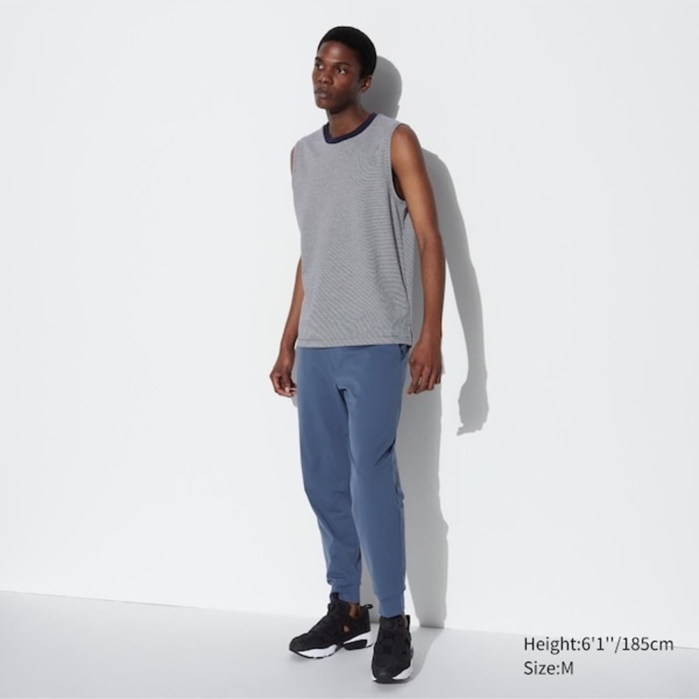 NWT Uniqlo AIRism Cotton Sleeveless Striped T-Shirt Dark Gray Men’s Sz XL